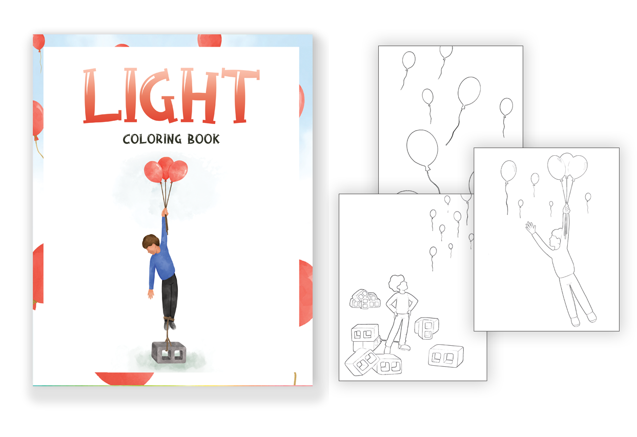 Pages from LIGHT coloring book, empowering books for kids