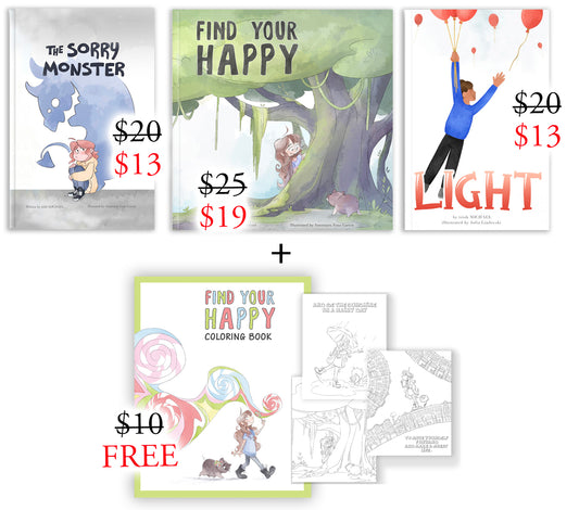 3 Hardcover Book Bundle + FREE coloring book!