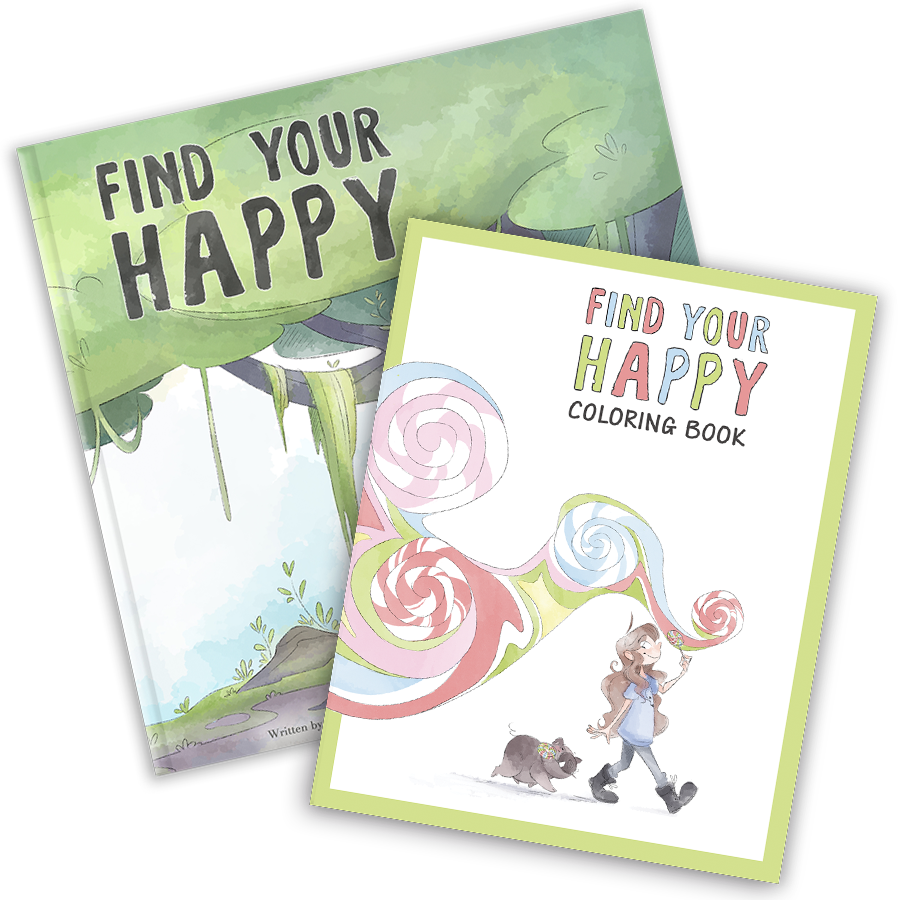 Find Your Happy picture book and calming coloring book for kids with anxiety
