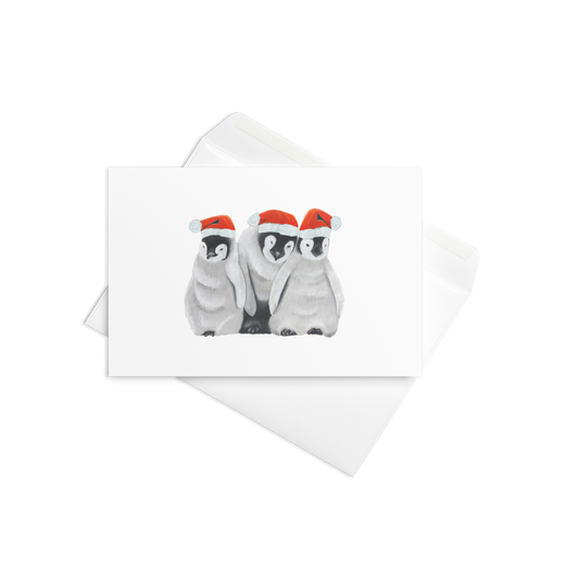 Adorable Baby Santa Penguin Trio Greeting card