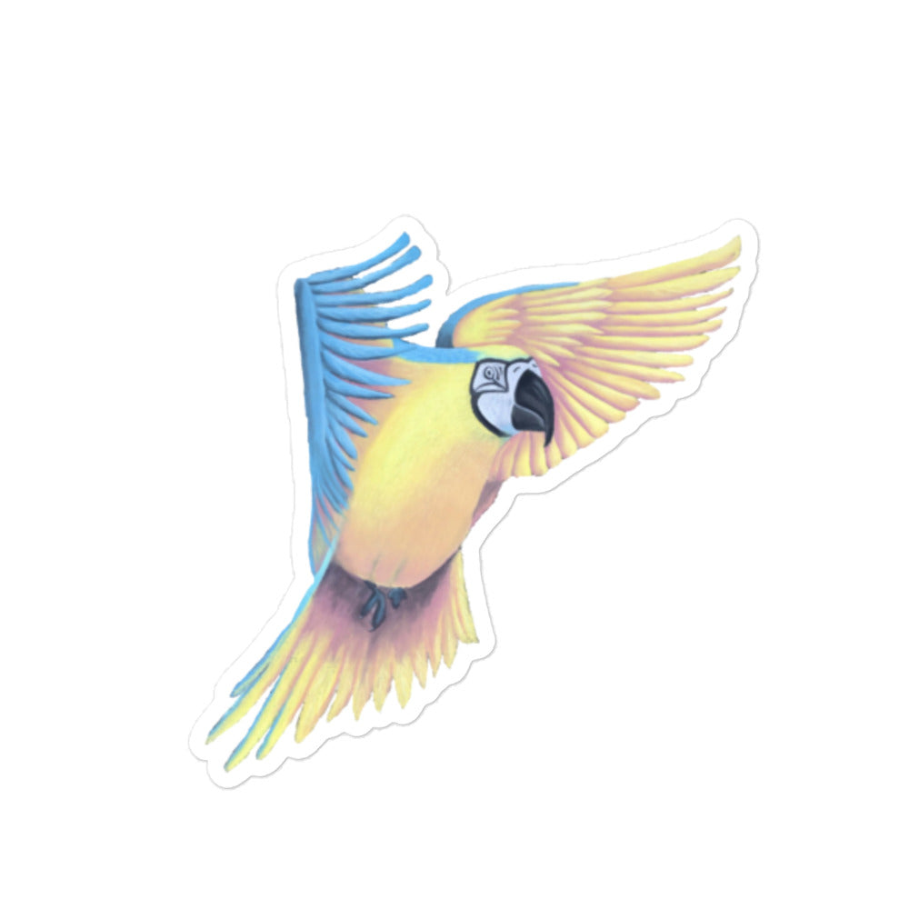 Blue Macaw Bubble-free sticker