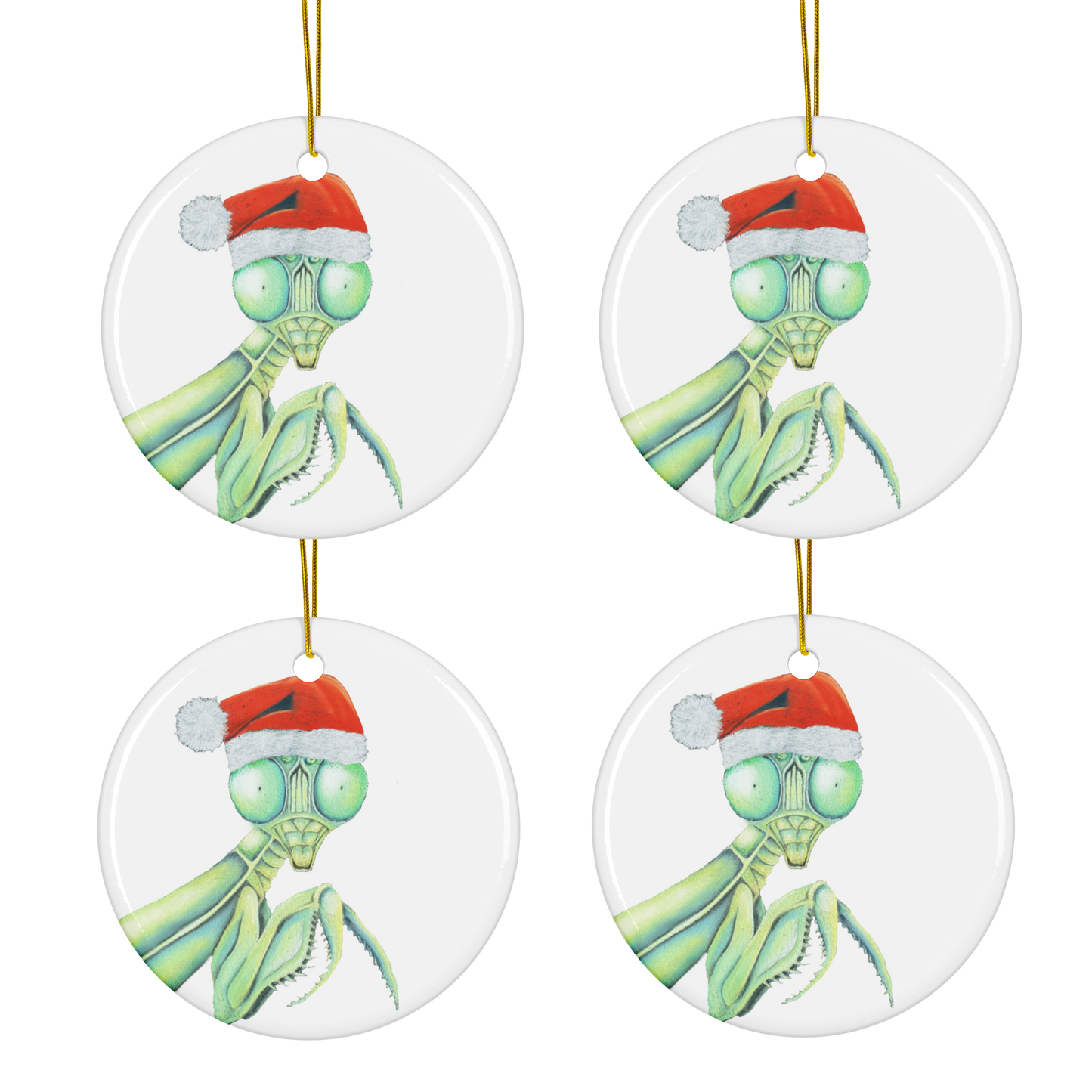 “Praying Santis” Ornaments – Set of 4
