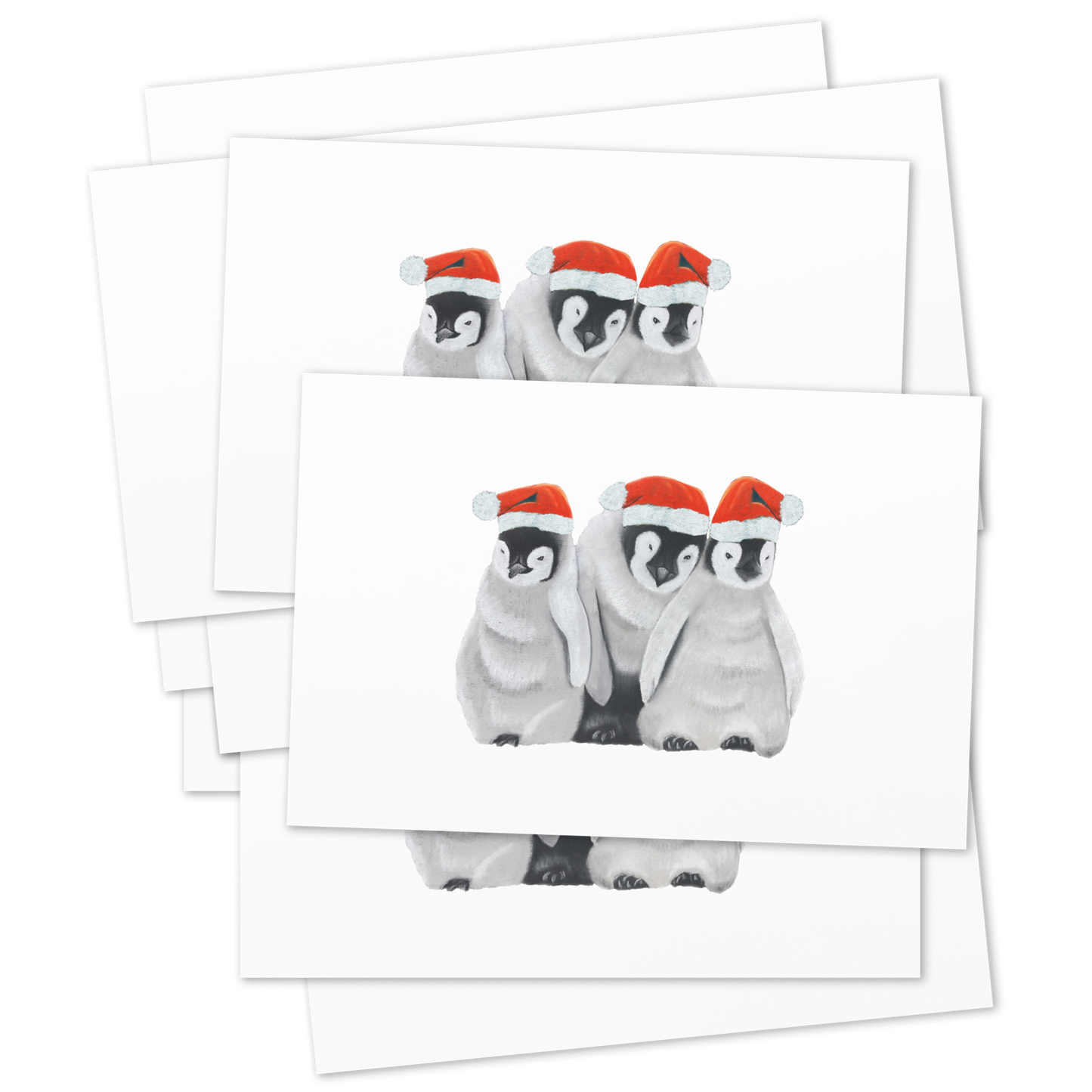 Adorable Baby Santa Penguin Trio Greeting Cards - Set of 10