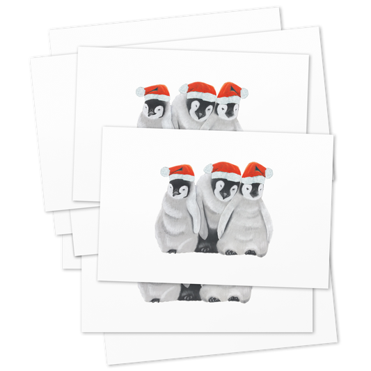 Adorable Baby Santa Penguin Trio Greeting Cards - Set of 10